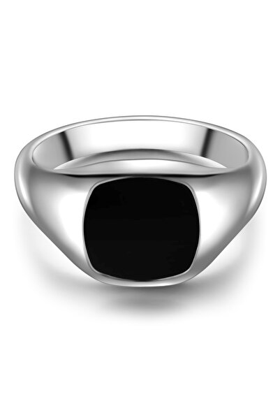 True Rebels Edelstahlring Ring Edelstahl Achat schwarz
