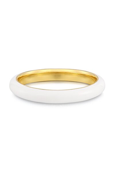 Glanzstücke München Silberring Ring Sterling Silber gelbgold Emaille weiß