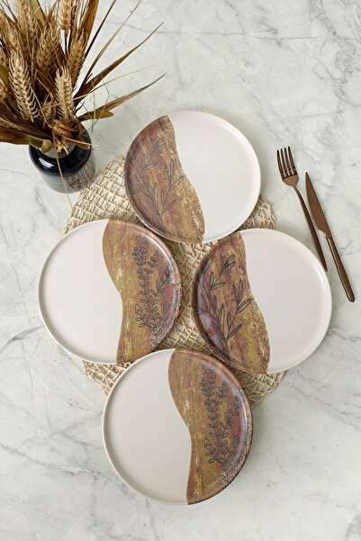 Keramika Terra Leaf Nordıc Pasta Tabağı 22 Cm 4 Adet 22969-70