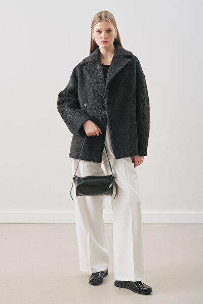 Manuka BOUCLE διπλό πέτο ΠΑΛΤΟ ΜΑΥΡΟ