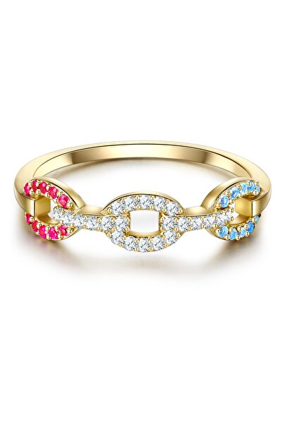 Lulu & Jane Modeschmuckring Ring gelbgold Zirkonia bunt
