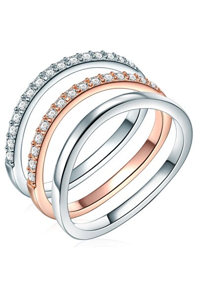 Rafaela Donata Silberring 3er Set Ringe Sterlin Silber bicolor Zirkonia weiß