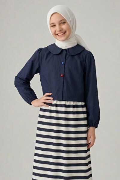 Angel&Co. Girls Clothing Σετ πουκάμισο ποπλίνα με λεπτομέρεια σε μπλε ναυτικό...