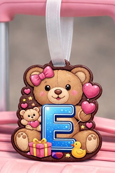 TAGLAB KİŞİYE ÖZEL AHŞAP VALİZ VE ÇANTA ETİKETİ -TEDDY BEAR TEMALI-