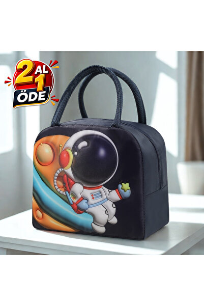 Store Termal Özellikli Şık Beslenme Çantası Figürlü 3D Görünümlü Düz Baskı Te...