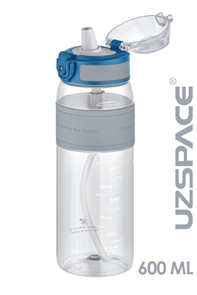 Uzspace FiftyFifty Pipetli(ısırılamaz) 600 ml Silikon Gövde Tritan Su Matarası