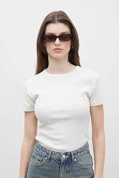 Manuka Κορμάκι με λευκό ριμπ κοντό μανίκι