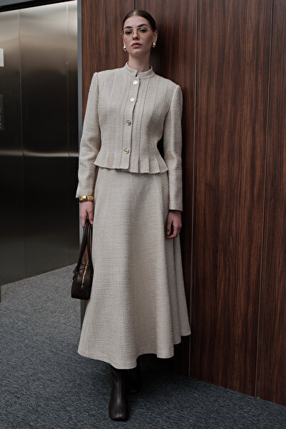 Manuka Μπουφάν σε μπεζ χρώμα με υφή και κουμπιά