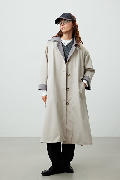 Manuka Milano Oversize Trench Coat Light Gray