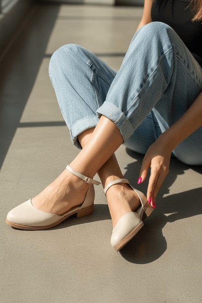 DİVOLYA Μπαλαρίνες καθημερινής χρήσης Tena Beige Strap