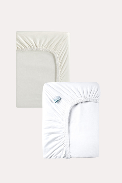 MAMA PADRE Bej - Beyaz Renk %100 Pamuk Penye Bebek Çarşafı 60x120cm - Lastikl...