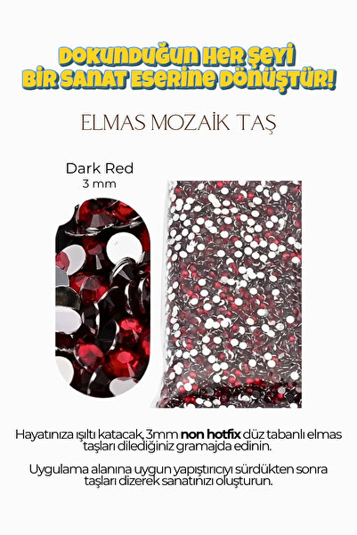 Brextco Store 1000 Adet Elmas Mozaik Taş | 3mm Non-Hotfix Düz Tabanlı Süsleme...