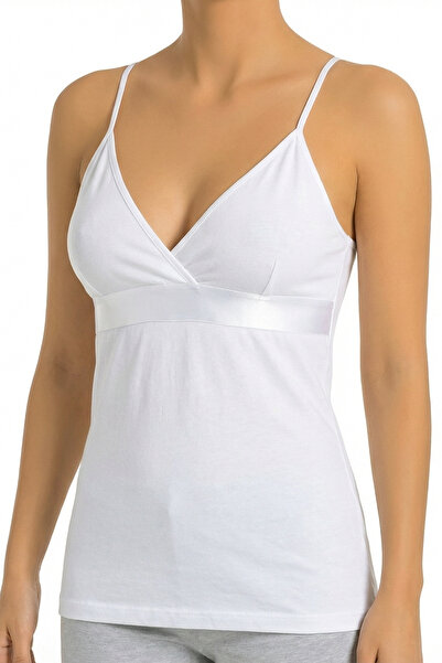 Öts Women's Tank Top with String Straps and Satin Detail (96% Cotton - 4% Ela...