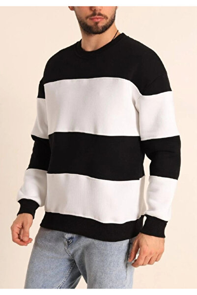 Generic Brand Piecewise Crew Neck Printed Weathirt Black
