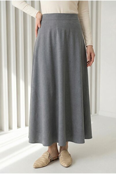 MİHRA STORE تنورة فاييتا كلوش ديزي-EK716 رمادي