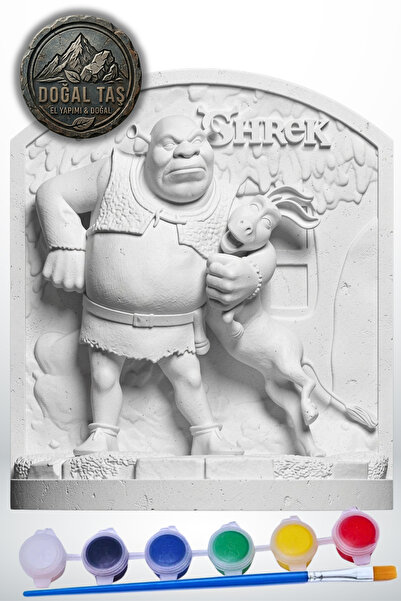 Craft3D Atölye Shrek ve Eşek 15 cm Figür Taş Biblolar Çocuk Boyama Etkinliği ...