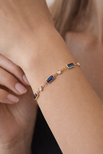 Lumel Altın Kaplama Baget Taşlı Minimal Bileklik