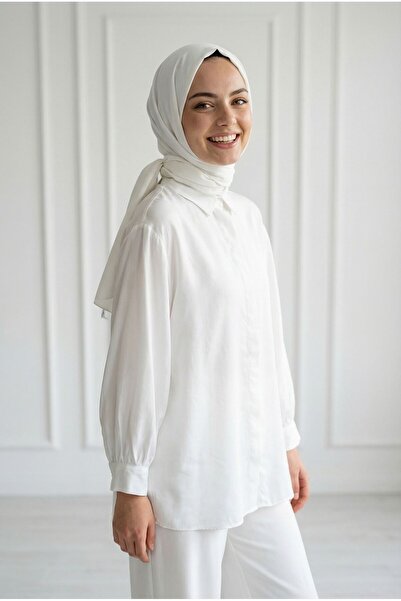 MİHRA STORE Πουκάμισο Nurcan Cupra με κρυφή επένδυση και μανίκια με κορδόνια ...