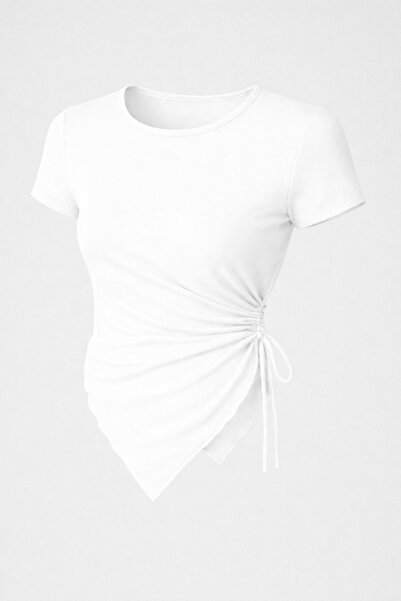 RABTEKS Erku Στρογγυλή λαιμόκοψη με ντραπέ λεπτομέρεια, κοντό μανίκι, μαλακή ...