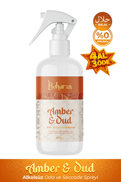 Buhuran Amber & Oud Oda ve Seccade Spreyi Alkol İçermeyen Helal Sertifikalı S...
