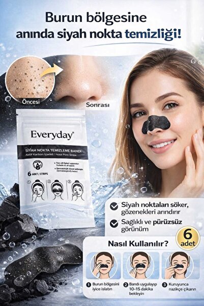 EveryDay Nose Patch Siyah Nokta Ve Gözenek Için Temizleyici Burun Bandı 6 'lı