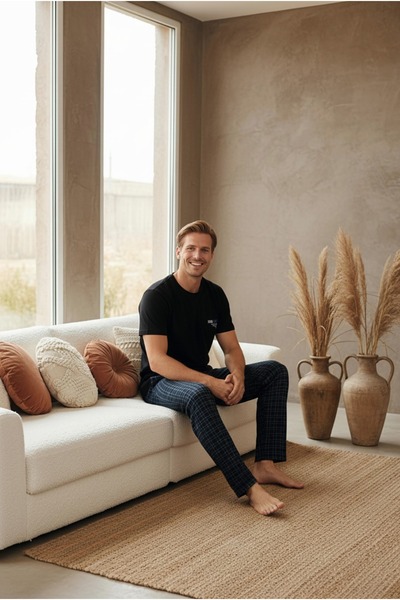 LİLA İÇ GİYİM ΣΕΤ ΠΙΤΖΑΜΑ ΑΝΔΡΙΚΗ ΚΟΝΤΟΜΑΝΙΚΗ ΧΤΕΝΗ ΚΑΡΟ