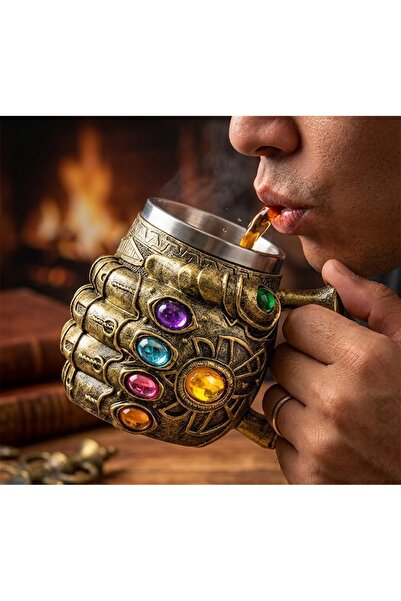 Kuzey Tacı Thanos Sonsuzluk Eldiveni 3D Tasarım Kupa Paslanmaz Çelik İç Hazne...