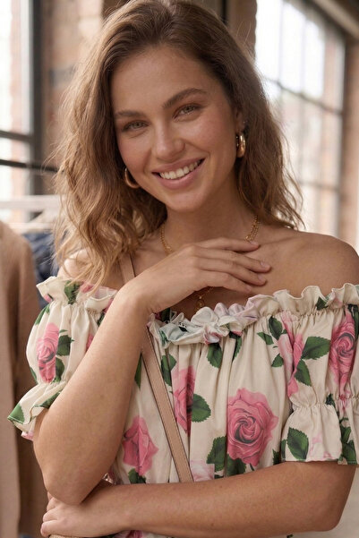 QBZ ΜΠΛΟΥΖΑΚΙ ΤΥΠΟΥ ΜΠΑΛΟΝΙ ΜΕ ΣΧΕΔΙΑ ΛΟΥΛΟΥΔΙΩΝ ΚΑΙ ΑΜΜΟΥ, ΚΟΝΤΟ