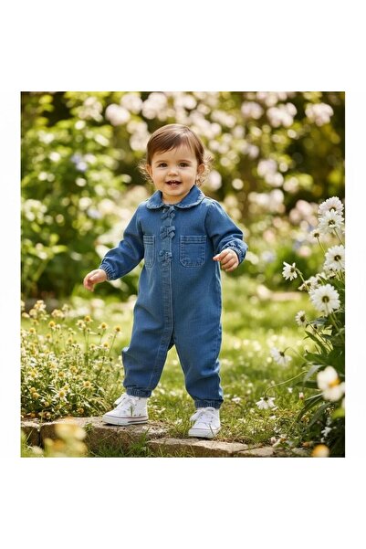 ALTINTAŞ BABY Fiyonklu Cepli Likralı Kot Tulum