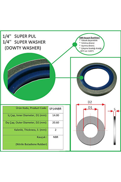 PINARPUL OTOMOTIV 1/4" SÜPER PUL - NBR KAUÇUK, SUPER WASHER (DOWTY WASHER) WI...