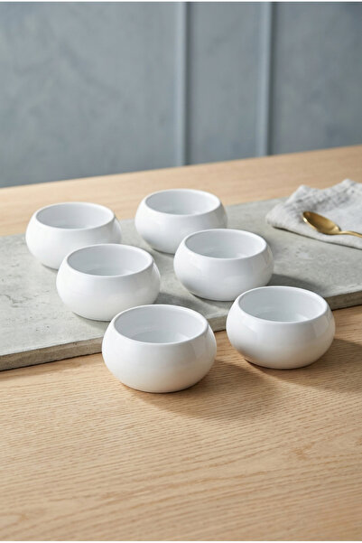 DAY HOME Seramik 6'lı Yuvarlak Çerez Tabağı - Sunumluk Reçellik Sosluk