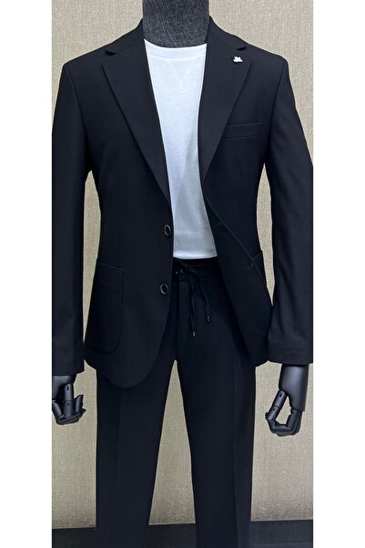 Terziayhan Κοστούμι Slim Fit Casual Sports Jacket Παντελόνι Μαύρο