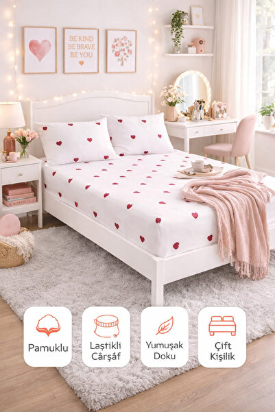 vanillasoft Set posteljine sa dvostrukim krevetom Vanilla Heart White