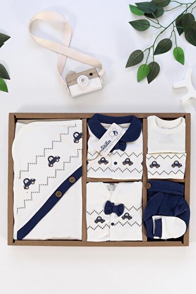 Sitilin Erkek Bebek Lacivert Lüks Kanaviçeli 10 Lu Hastane Çıkışı Seti STL6638
