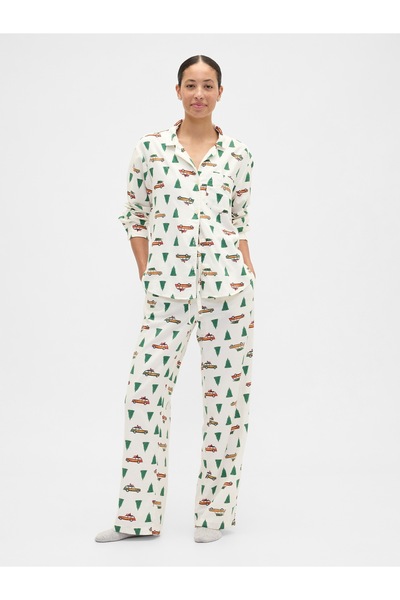 GAP Kadın Kırık Beyaz Flannel Pull-On Pijama Altı