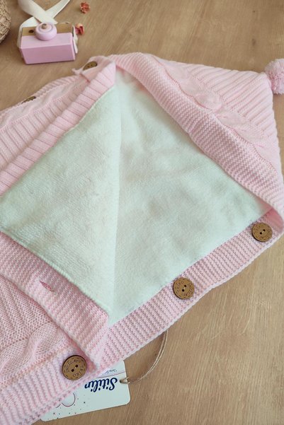 Sitilin Baby Girl Buttoned Pink Baby Carrier Swaddle STL6382