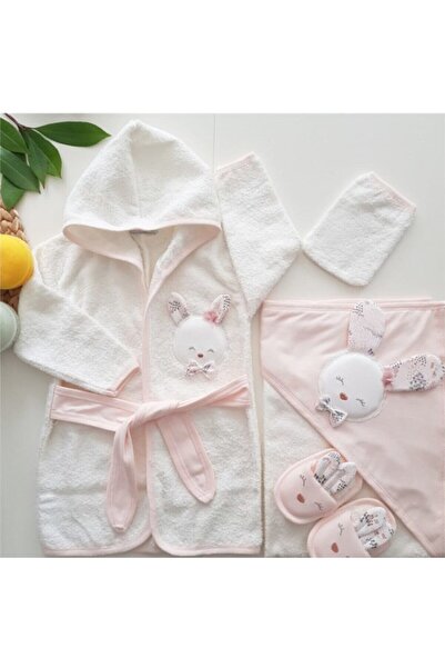 Sitilin Kız Bebek Somon Havlu Bornoz Set 826 0 3 Yaş