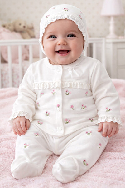 Sitilin Baby Girl Natural Cotton Fabric 5-Piece Embroidered Luxury Hospital D...