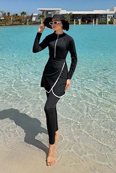 Şulemoda Giyim Σετ μαγιό 3 τεμαχίων Stripe Dty Μαύρο