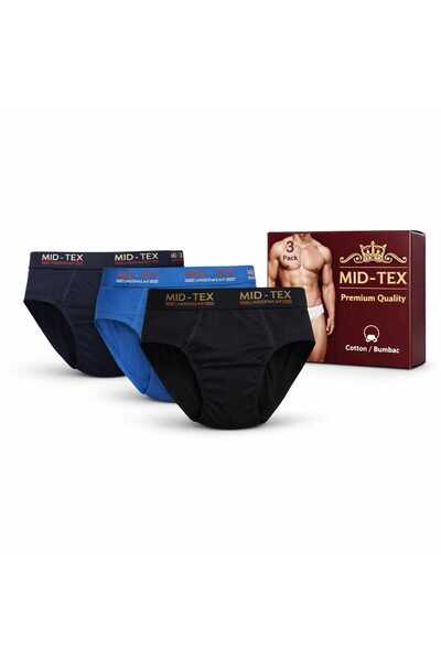 Boxteri MID-TEX Σετ 3 τεμαχίων από Κλασικά Ανδρικά Σλιπ, Βαμβακερά, Πολύχρωμα