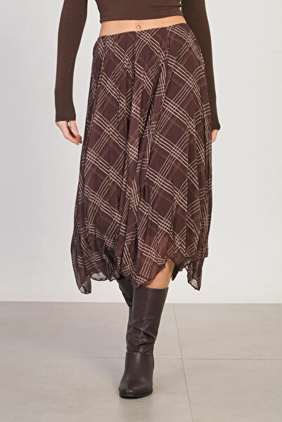 Coşkun GİYİM Γυναικεία καρό φούστα σιφόν αιμετρικής κοπής ΚΑΦΕ 26181