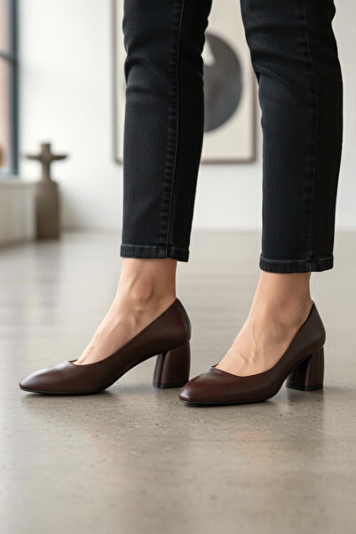 TUNAELLİ Γυναικεία Παπούτσια Βουργουνδίας από Γνήσιο Δέρμα, Κλασικά με Τακούν...