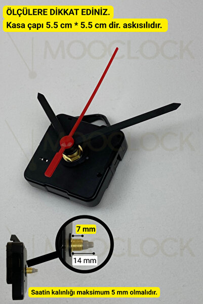 Clock Mechanism, Mite Silent Wall Clock Mechanism, 14 Mm shaft, Scorpion- Yelkovan-Second- (Strapped)