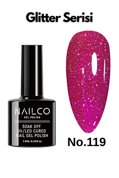 Naıl Co Uv Led Kalıcı Oje 7.5 ml Glitter Seri Nailco 119