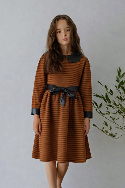 FESSHERA KİDS Κοριτσίστικο φόρεμα με λεπτομέρειες από συνθετικό δέρμα, γιακά ...