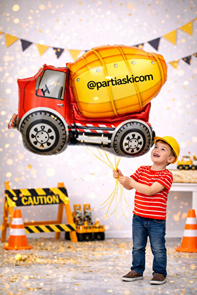 PARTİ AŞKI Beton Arabası Folyo Balon 82*68 Cm Iş Makineleri Büyük Boy & Mikse...