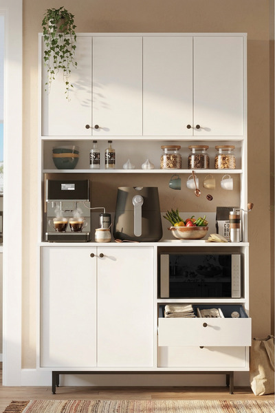 Yurudesign Royce Serisi Kahve Köşesi Çok Amaçlı Dolap Mutfak Dolabı Beyaz RE7-W