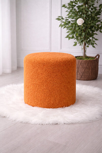 Yuems home Minimalist Tasarım Teddy Kumaş Turuncu Çok Amaçlı Dekoratif Puf
