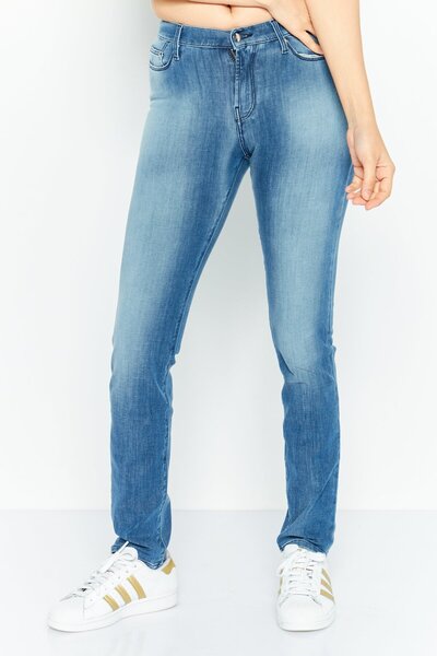 Karl Lagerfeld Women Skinny Fit Washed High Rise Stretchable Denim, Blue