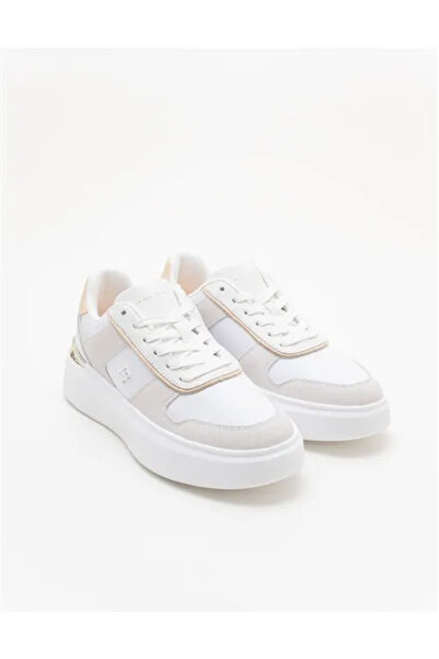 Tommy Hilfiger TH Moda Kort Tarzı Karışık Materyal Kadın Beyaz Sneaker FW0FW0...